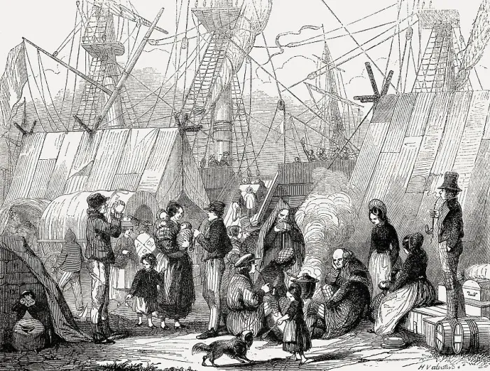 Framed Print : German Emigration, port of Le Havre