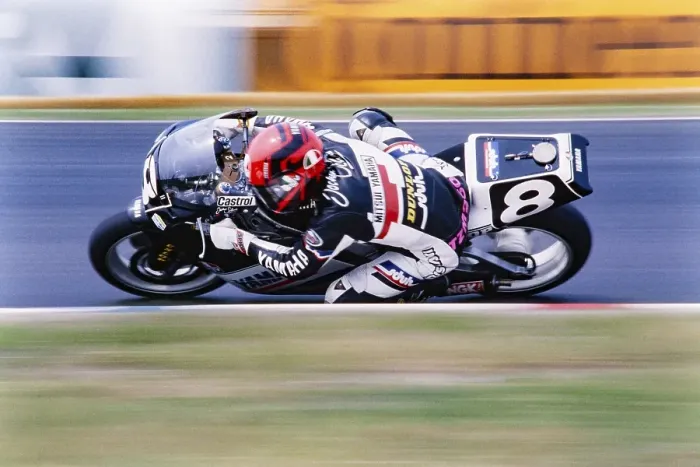 Framed Print : The German Jochen Schmid on the race track on Yamaha 250 cc, German Mitsui-Yamaha Team, Motorcycle World Championship, GP of Germany at the Hockenheimring on 14 June 1992