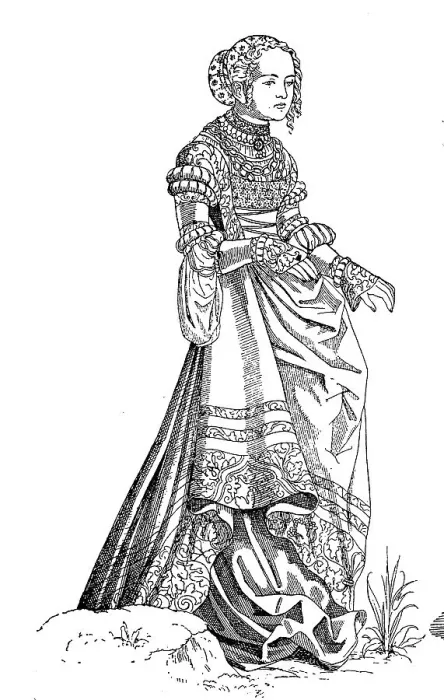 Framed Print : German Lady in 1530, Fashion History