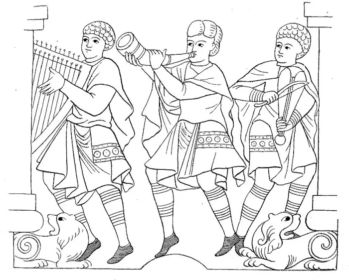 Framed Print : German Men, Teutons, in Costume around the Year 1000