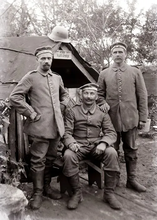 Framed Print : Three German soldiers in the camp