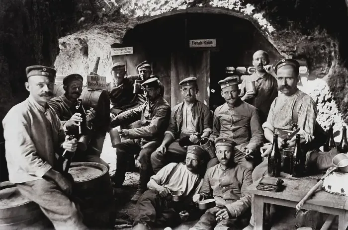 Framed Print : German soldiers in front of the cave position