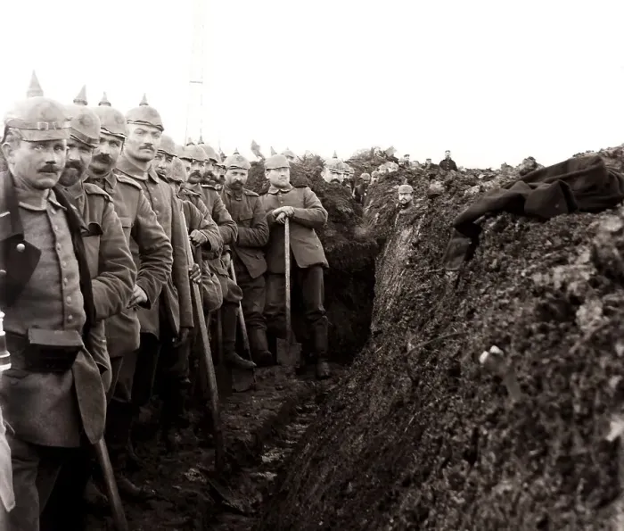 Framed Print : German soldiers digging a trench