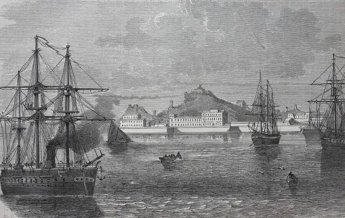 Framed Print : The German tank frigate, in 1870 Friedrich Karl in the harbour of Cartagena
