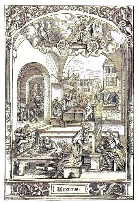Framed Print : German town life around 1550, view of the workrooms Framed Print : German town life around 1550, view of the workrooms