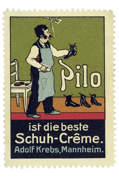 Framed Print : German trading stamp, Pilo ist die beste Schuh-Creme Framed Print : German trading stamp, Pilo ist die beste Schuh-Creme
