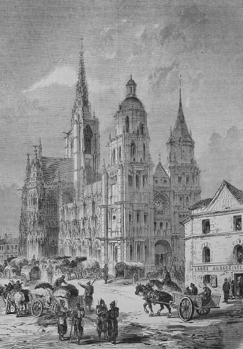 Framed Print : German troops in the cathedral square of Ebreux Framed Print : German troops in the cathedral square of Ebreux