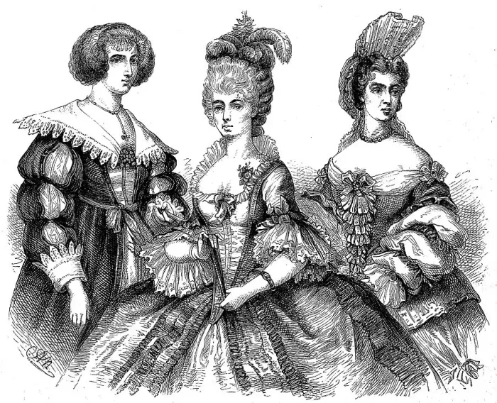 Framed Print : German women's costumes, at the time of the 30 year war Framed Print : German women's costumes, at the time of the 30 year war