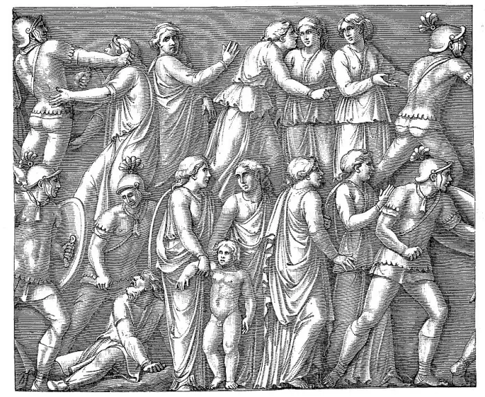 Framed Print : Germanic woman are captured by Roman troops