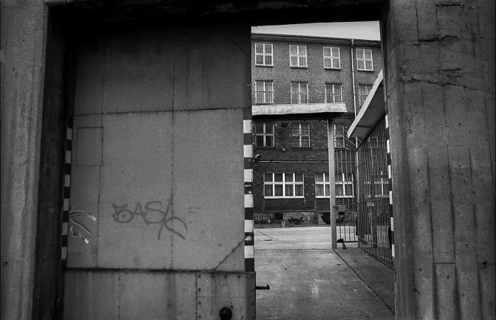 Framed Print : Germany, Berlin, 06.03.1992, former Stasi remand prison Hohenschoenhausen, entrance, Europe