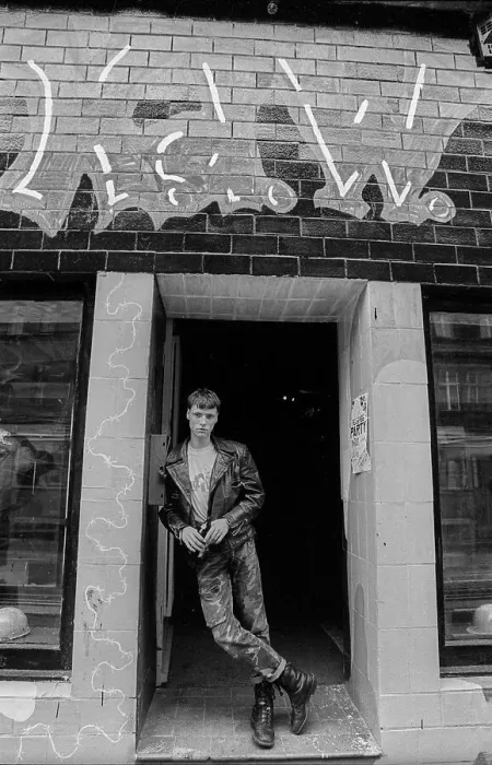 Framed Print : Germany, Berlin, 11.08.1991, Punk in front of the punk pub KDW