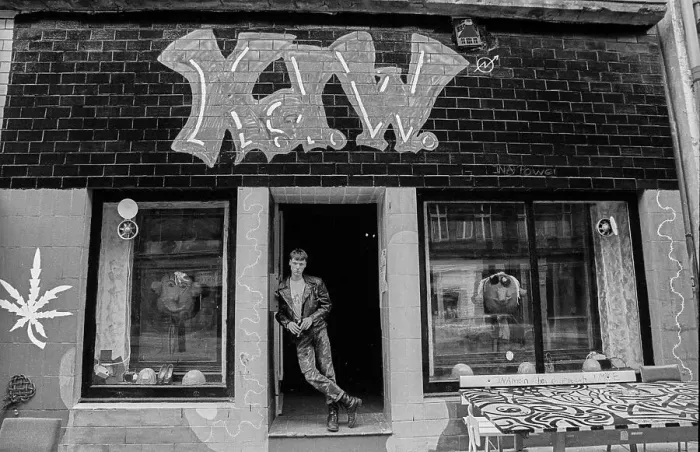 Framed Print : Germany, Berlin, 11.08.1991, Punk in front of the punk pub KDW