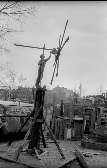 Framed Print : Germany, Berlin, 13.04.1991, adventure playground in Kollwitzstrasse