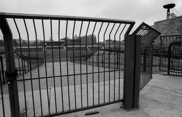 Framed Print : Germany, Berlin, 13.12.1991, Stadium of World Youth, in decay... entrance gate, Europe
