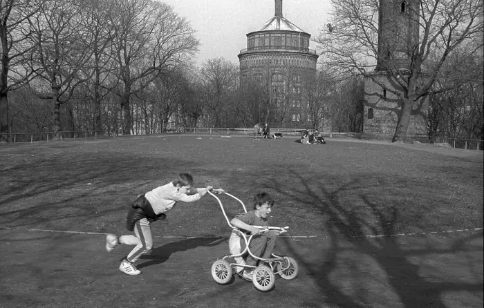 Framed Print : Germany, Berlin, 14. 03. 1991, springtime at the water tower Framed Print : Germany, Berlin, 14. 03. 1991, springtime at the water tower