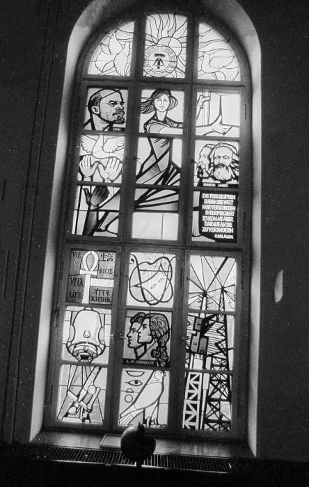 Framed Print : Germany, Berlin, 17.01.1991, window with stained glass
