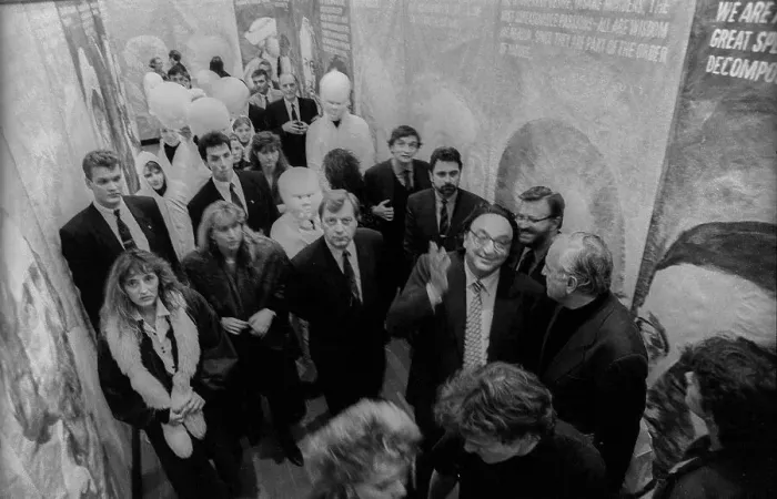 Framed Print : Germany, Berlin, 19.04.1991, student performance in protest against the closure of the art academy in Berlin-Weissensee Framed Print : Germany, Berlin, 19.04.1991, student performance in protest against the closure of the art academy in Berlin-Weissensee