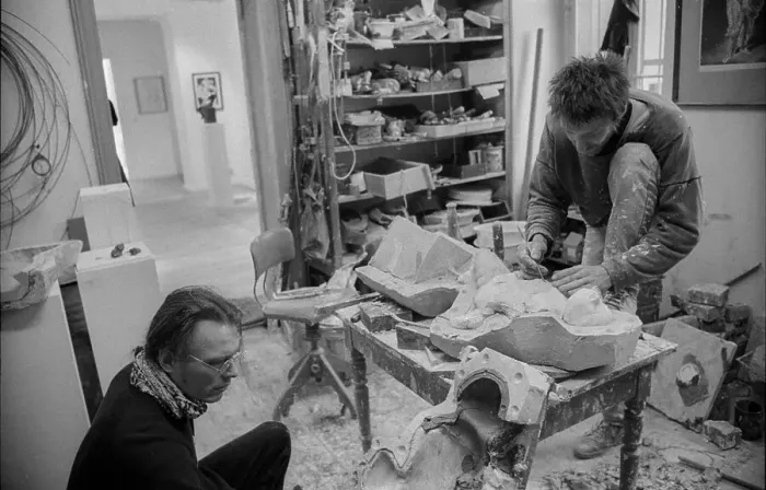 Framed Print : Germany, Berlin, 21.04.1991, Lemonde and Marco in the Oderform workshop Framed Print : Germany, Berlin, 21.04.1991, Lemonde and Marco in the Oderform workshop