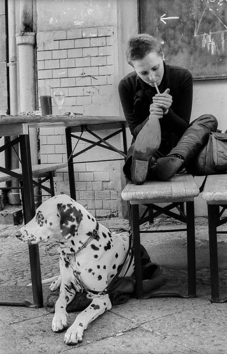 Framed Print : Germany, Berlin, 24.09.1992, Woman with Dalmatian
