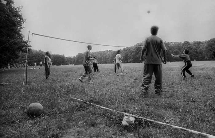 Framed Print : Germany, Berlin, 27 June 1991, Football in Treptower Park