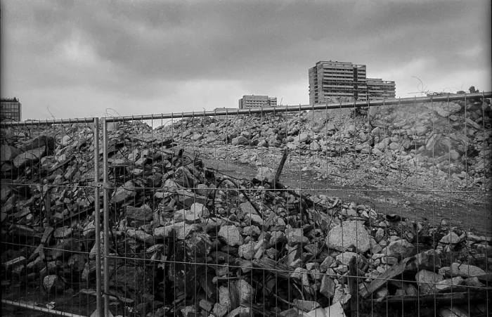 Framed Print : Germany, Berlin, 28.8.1992, rubble piles from the demolition of Friedrichstadt passages on Alte JakobstraBe