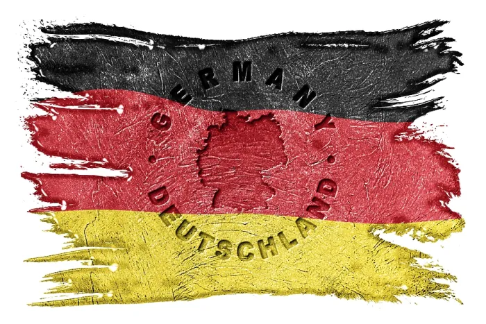 Framed Print : Germany Flag with Map Brush Stroke, Clipping Path