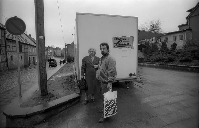Framed Print : Germany, Sternberg, 12.01.1992, Bakery van in Sternberg  /  Mecklenburg, Europe