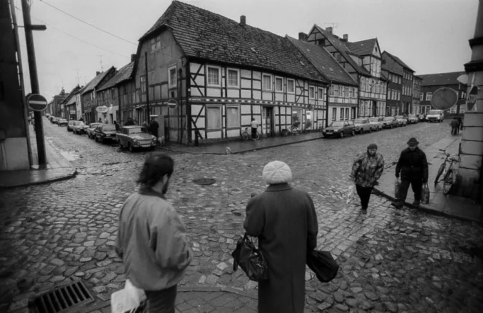 Framed Print : Germany, Sternberg, 12.01.1992, Street scene in Sternberg  /  Mecklenburg, Europe