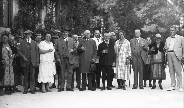 Framed Print : Get-together with beer, historic photograph