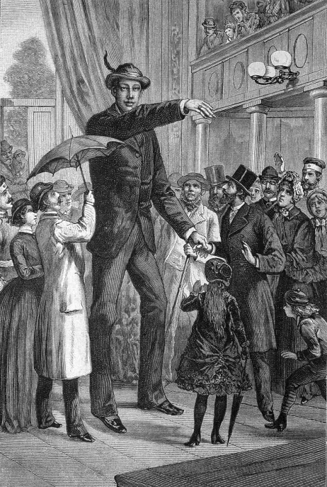 Framed Print : Giant Franz Winkelmeier, at 2, 58m the tallest man of his time 1860 - 1887