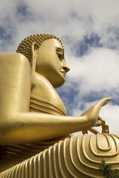 Framed Print : Giant Golden Buddha statue at Dambulla cave temple complex