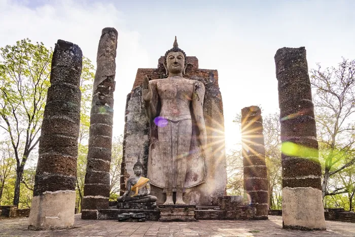 Framed Print : The giant standing Buddha in the temple Wat Saphan Hin Framed Print : The giant standing Buddha in the temple Wat Saphan Hin
