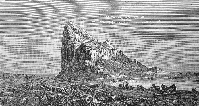 Framed Print : Gibraltar in 1880, Historical, digital reproduction of an original from the 19th century