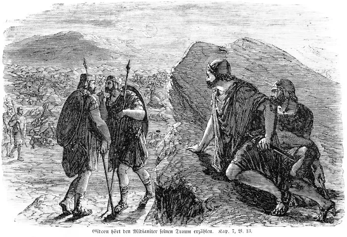 Framed Print : Gideon hears the Midianite tell his dream Framed Print : Gideon hears the Midianite tell his dream