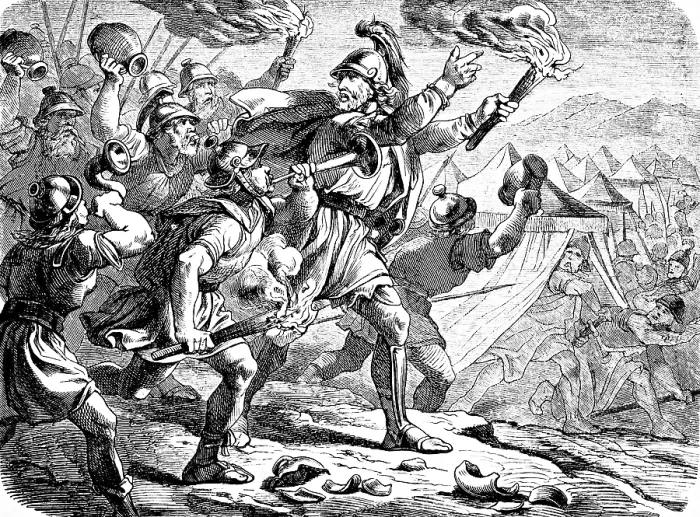 Framed Print : Gideon raids the Midianites camp