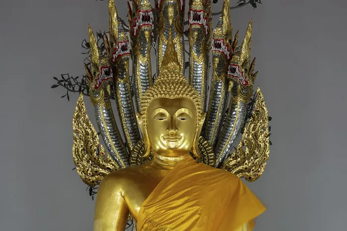 Framed Print : Gilded Buddha statue, Bhumispara-mudra