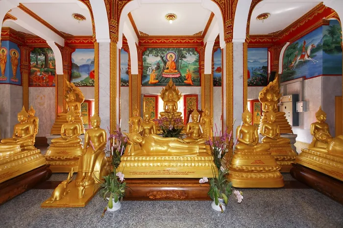 Framed Print : Gilded Buddha statues and reclining Buddhas Framed Print : Gilded Buddha statues and reclining Buddhas
