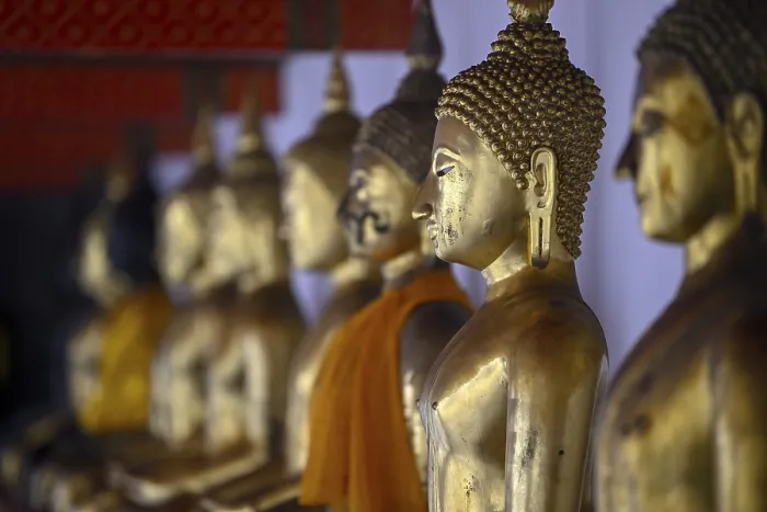 Framed Print : Gilded Buddha statues in Wat Pho