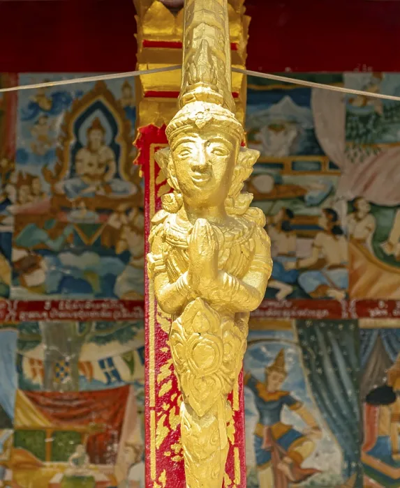 Framed Print : Gilded deity statue, Wat Phonxay Framed Print : Gilded deity statue, Wat Phonxay