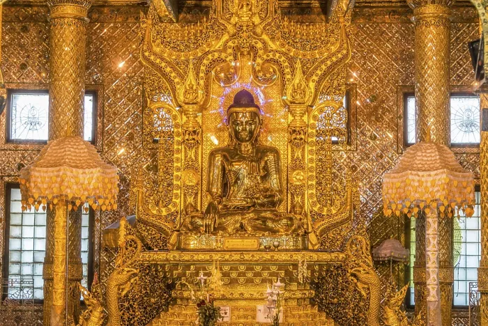 Framed Print : Gilded sitting Buddha, Nan Oo Buddha