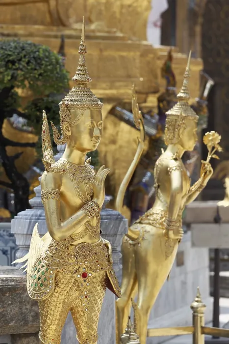Framed Print : Gilded statues, mythical Buddhist figures Framed Print : Gilded statues, mythical Buddhist figures