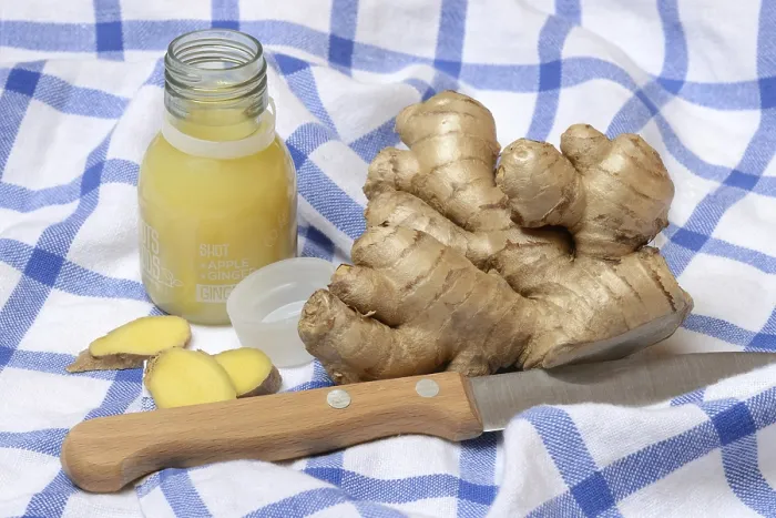 Framed Print : Ginger, ginger root and ginger shot