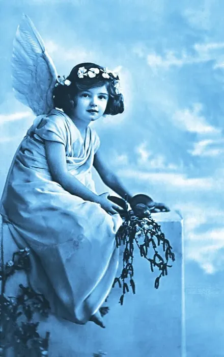 Framed Print : Girl as an angel with blue angel's wings