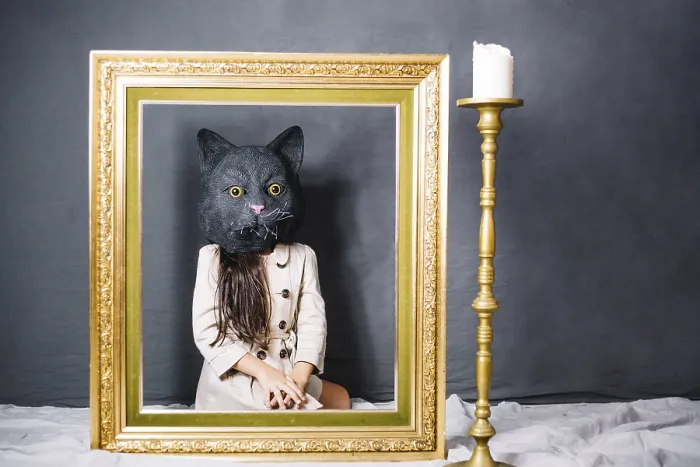 Framed Print : Girl cat mask Framed Print : Girl cat mask