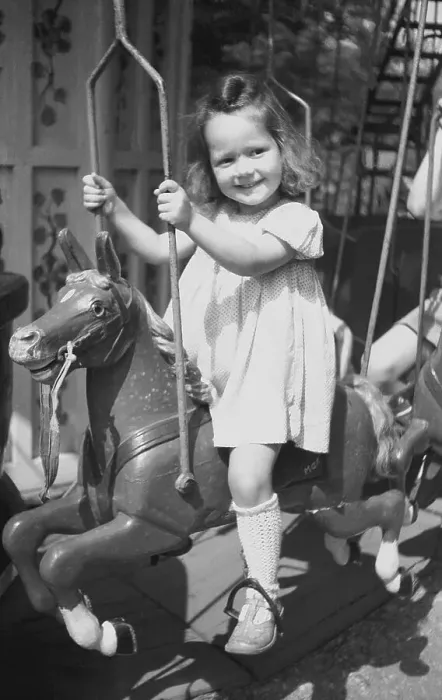 Framed Print : Girl drives carousel, 1949, Leipzig Framed Print : Girl drives carousel, 1949, Leipzig