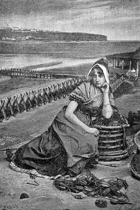 Framed Print : Girl from Helgoland, 1878, woodcut