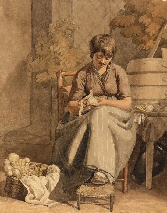 Framed Print : A Girl Peeling Vegetables, 1810
