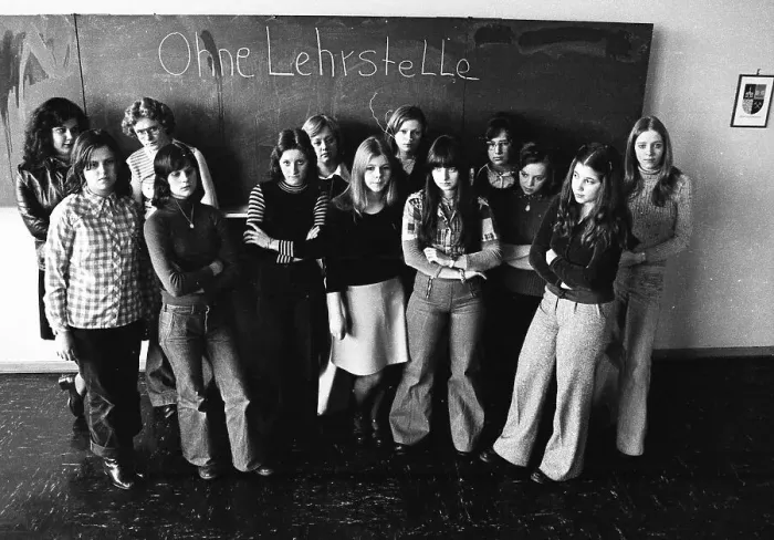 Framed Print : These girls, students of the Women's Vocational School in Gelsenkirchen