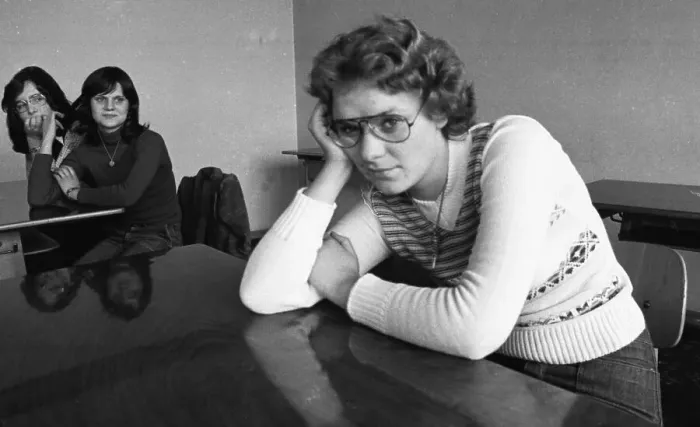 Framed Print : These girls, students of the Women's Vocational School in Gelsenkirchen