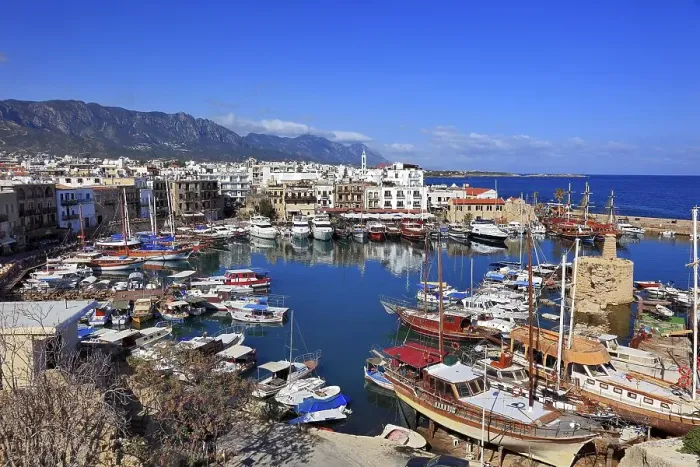 Framed Print : Girne, Kyrenia, harbour town, view of the harbour and the old town Framed Print : Girne, Kyrenia, harbour town, view of the harbour and the old town